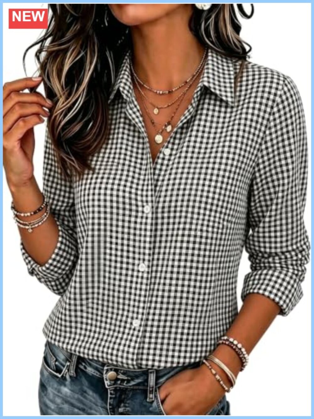 Wrinkle-Free Women's Button Down Shirt Long Sleeve Work Top Blouse